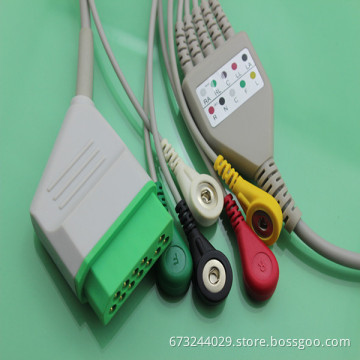 NIHON KOHDEN ECG cable/leadwire,AHA,5 lead,TPU material,CE and ISO 13485 approved